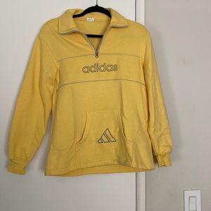 (this was thrifted) yellow adidas zip up crew neck